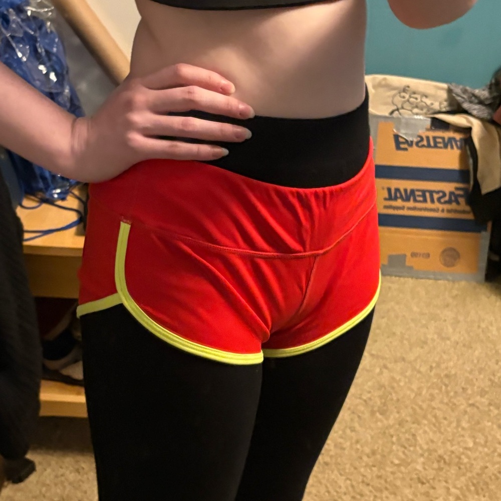 Bubblelime Neon Red and Yellow Athletic Shorts